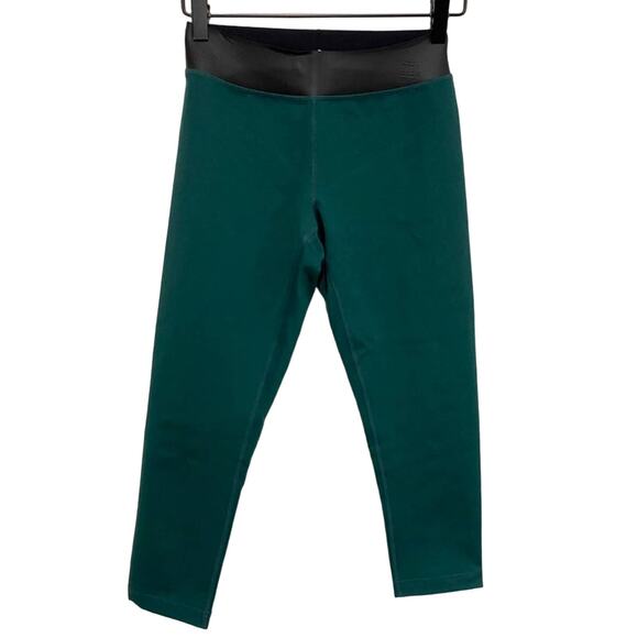 Zella Emerald Green Faux Leather Waistband Crop Leggings XS - Picture 1 of 8